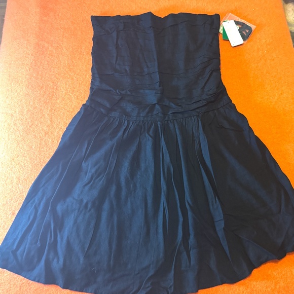 Black linen blend corset like tube short dress with removable straps NWT - Picture 3 of 13